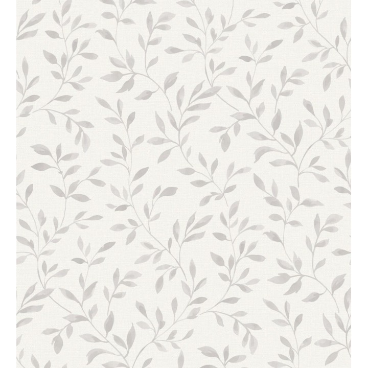 Papel pintado hojas pequeñas en rama gris - Dawson Country 127416