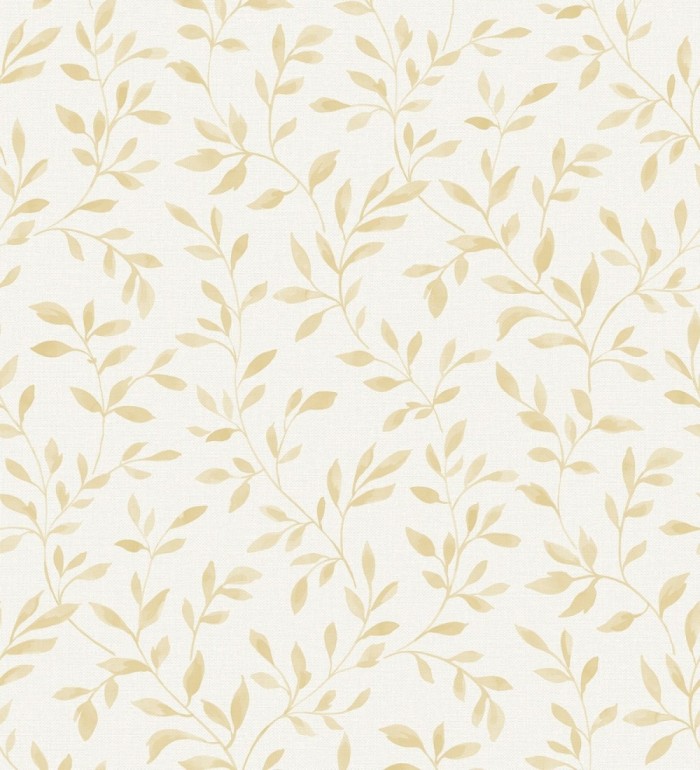 Papel pintado hojas pequeñas en rama amarillo - Dawson Country 127418