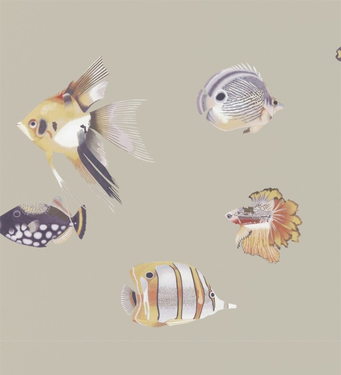 Papel pintado peces tropicales fondo nácar - Tropic Ocean 127431