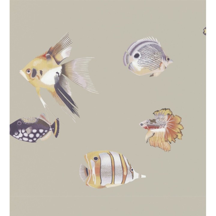 Papel pintado peces tropicales fondo nácar - Tropic Ocean 127431
