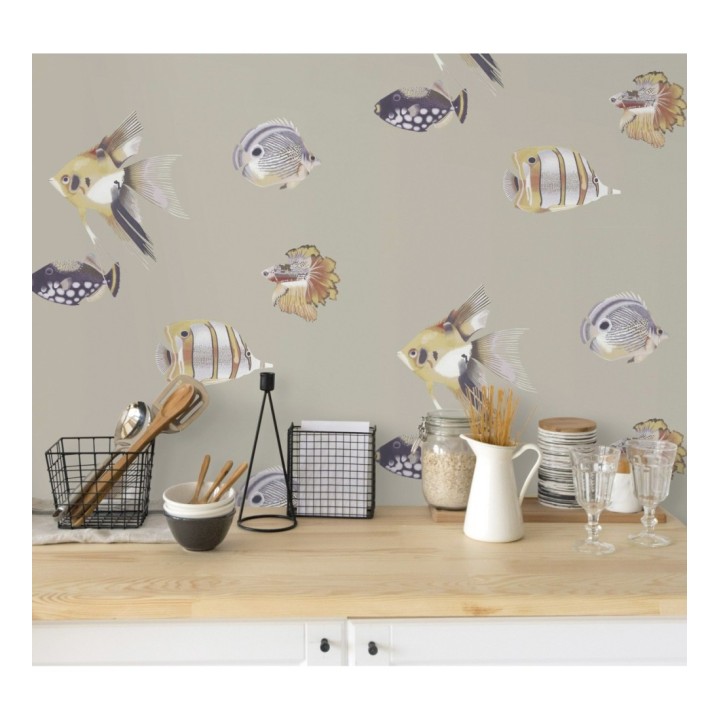Papel pintado peces tropicales fondo nácar - Tropic Ocean 127431