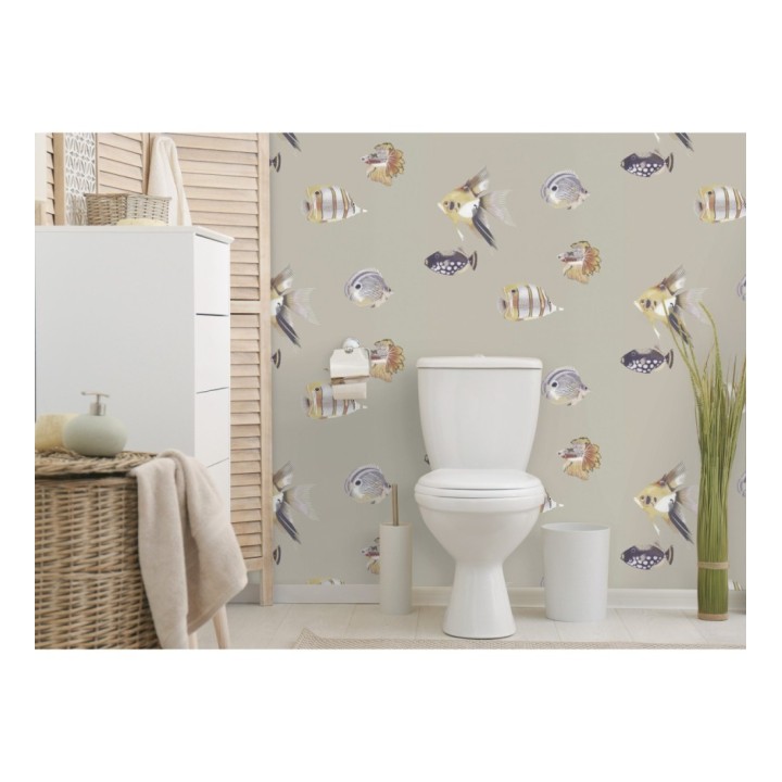 Papel pintado peces tropicales fondo nácar - Tropic Ocean 127431