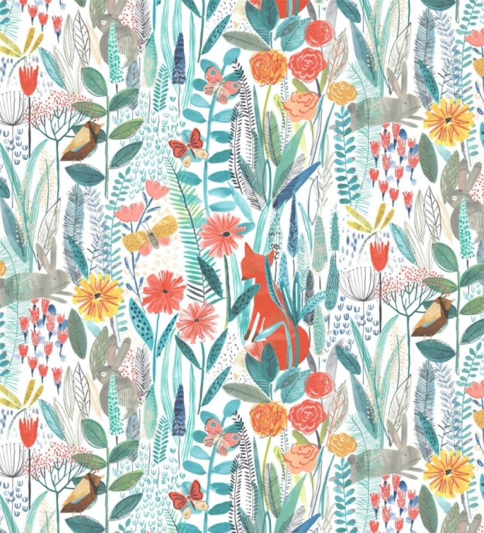 Papel pintado zorritos y conejitos - Foxy Country 127438