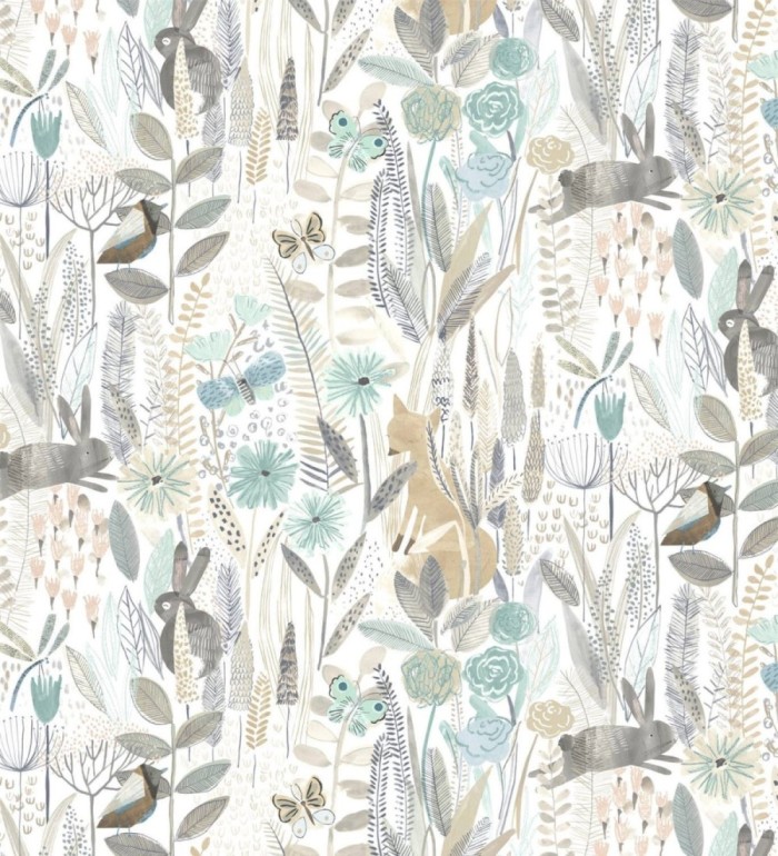 Papel pintado zorritos y conejitos - Foxy Country 127439