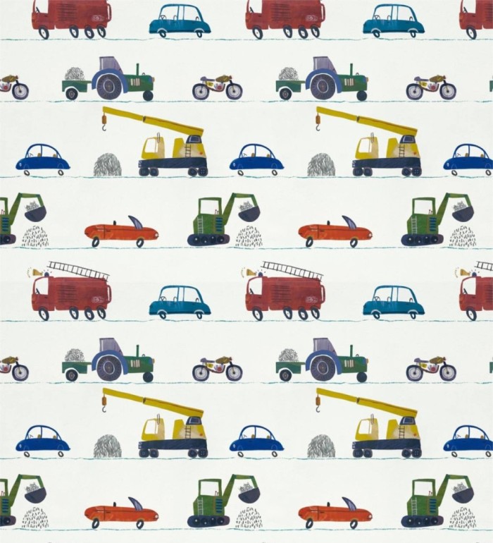 Papel pintado infantil de cochecitos y motos - Traffic Friends 127441