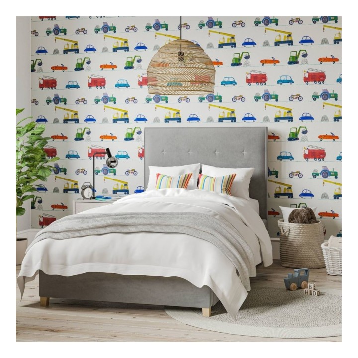 Papel pintado infantil de cochecitos y motos - Traffic Friends 127441