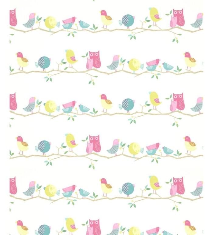 Papel pintado infantil pajaritos y búhos - Tiny Birds 127446