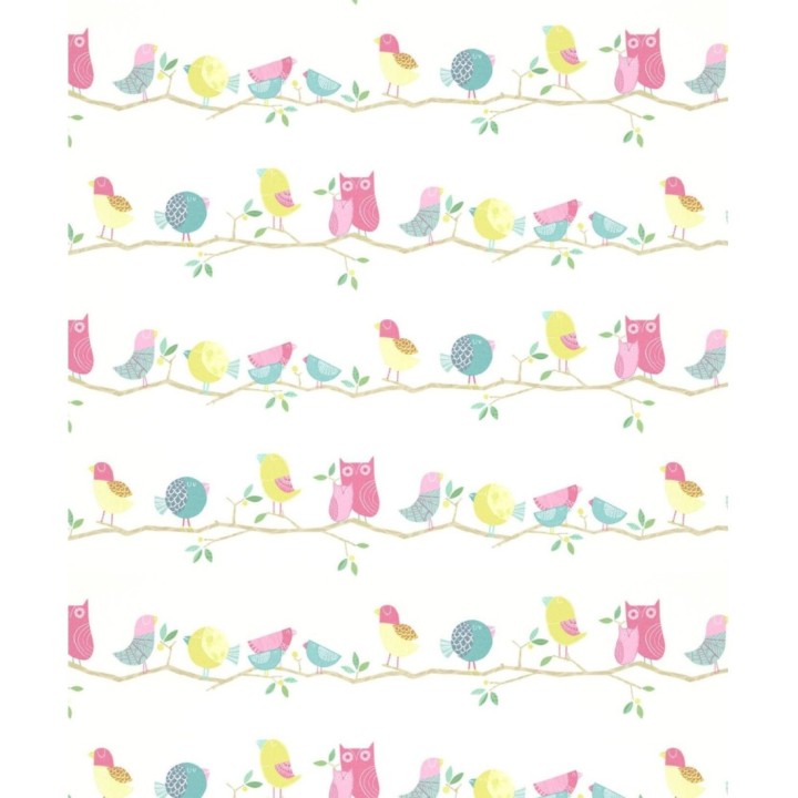 Papel pintado infantil pajaritos y búhos - Tiny Birds 127446