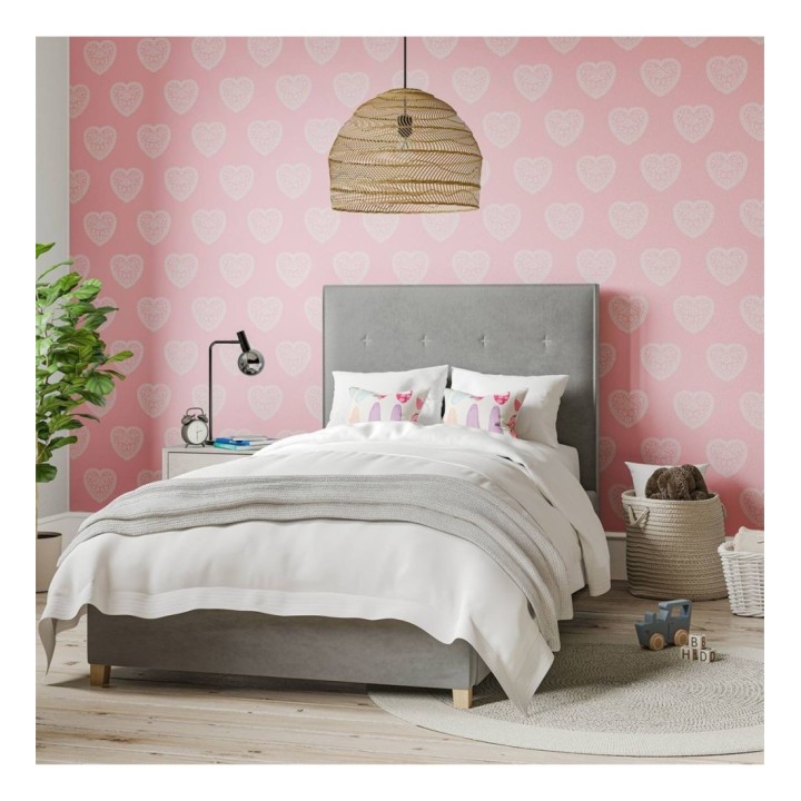 Papel pintado infantil de corazones fondo rosa - Candy Hearts 127447