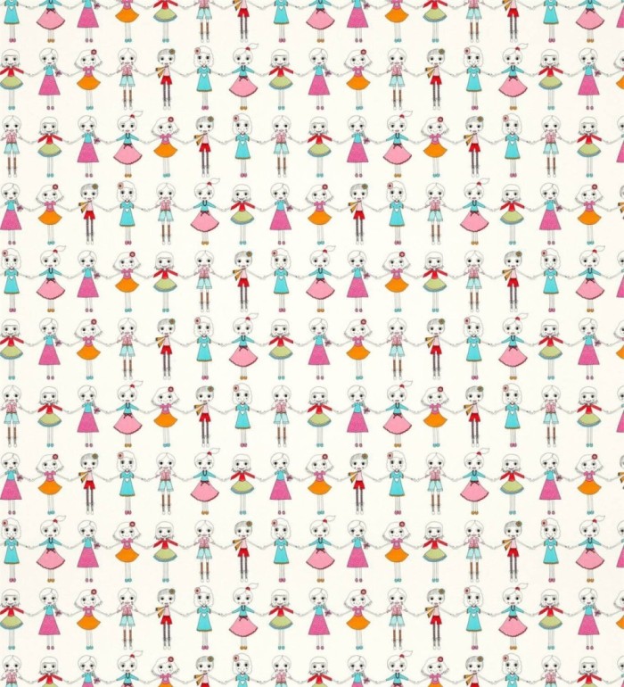 Papel pintado infantil de bailarinas cogidas de la mano - Dolly Girls 127448