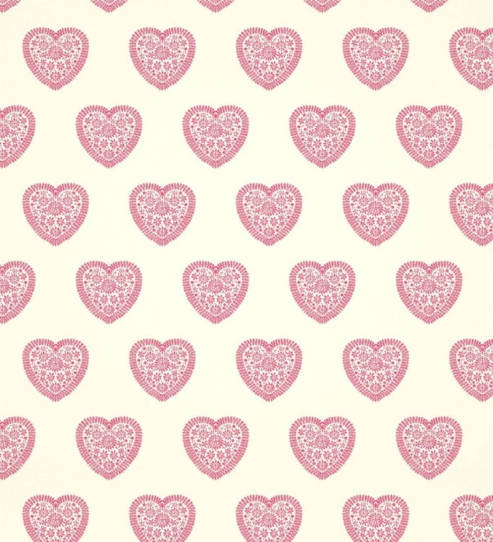 Papel pintado infantil de corazones rosas y fondo claro - Candy Hearts 127449