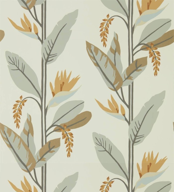 Papel pintado hojas modernas tonos grises y ocres - Morris Valley 127461