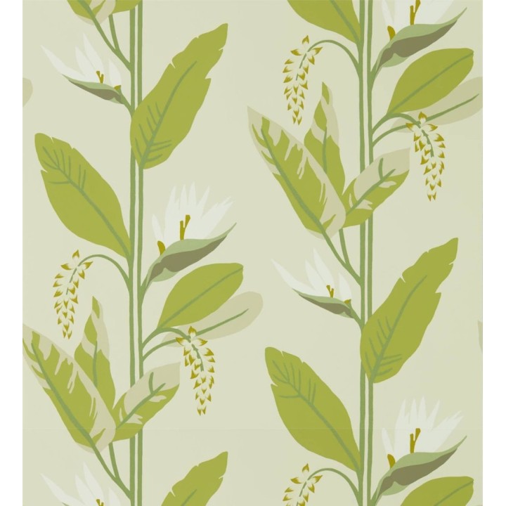 Papel pintado hojas modernas verdes - Morris Valley 127462