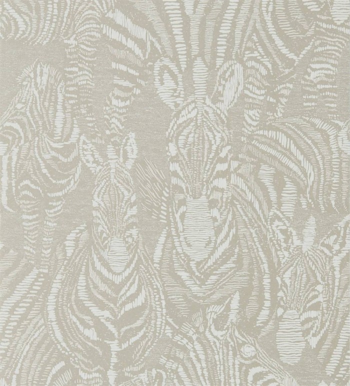 Papel pintado de cebras beige y blanco - Kaewa 127465