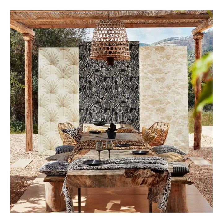 Papel pintado de cebras negro y blanco - Kaewa 127466