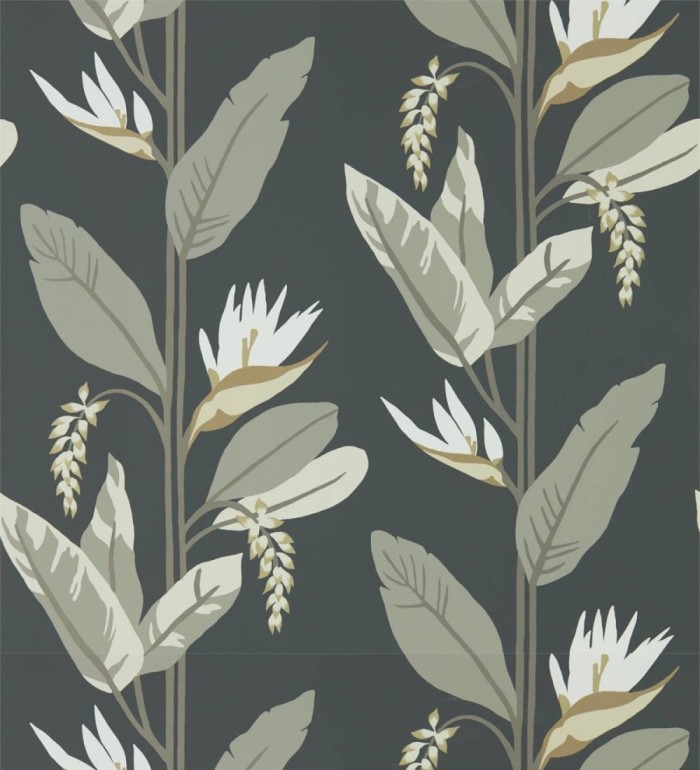 Papel pintado hojas modernas fondo oscuro - Morris Valley 127475