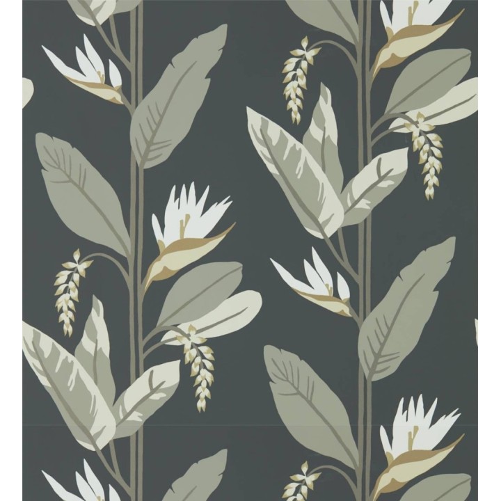 Papel pintado hojas modernas fondo oscuro - Morris Valley 127475