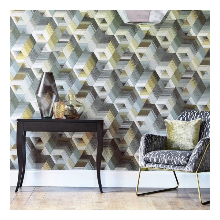 Papel pintado cubos geométricos multicolor - Jaipur Fabrics 127479