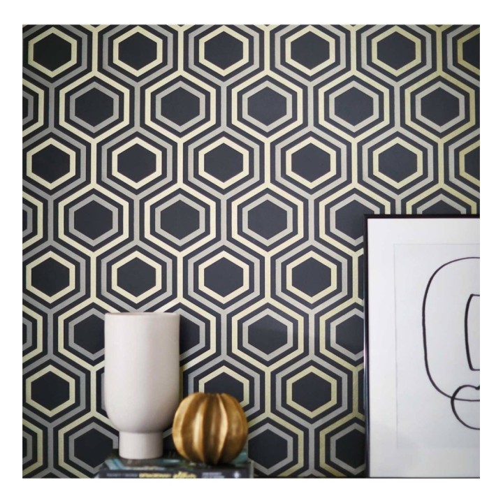Papel pintado geométrico hexágonos art decó - Den House 127490