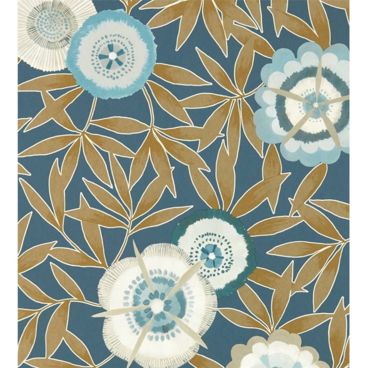 Papel pintado flores modernas color azul - Monroe Flowers 127498