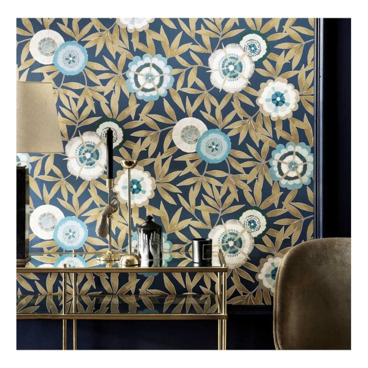 Papel pintado flores modernas color azul - Monroe Flowers 127498