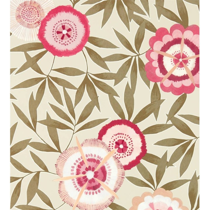 Papel pintado flores modernas color celeste - Monroe Flowers 127499