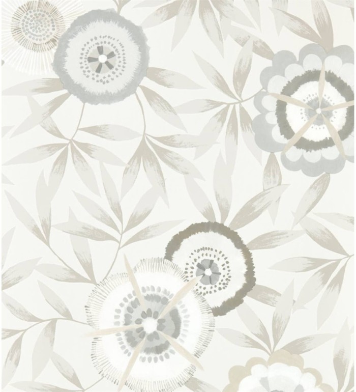 Papel pintado flores modernas color blanco - Monroe Flowers 127500