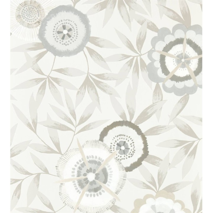 Papel pintado flores modernas color blanco - Monroe Flowers 127500