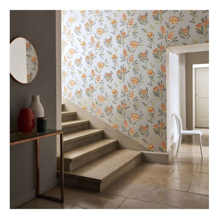 Papel pintado flor típica danesa tonos naranja - Danish Spring 127514