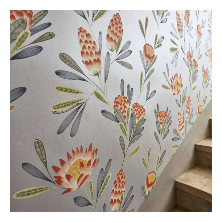 Papel pintado flor típica danesa tonos naranja - Danish Spring 127514