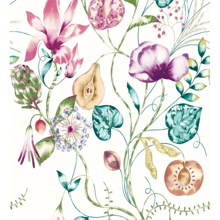 Papel pintado hojas y frutas partidas - Noa Blossom 127516