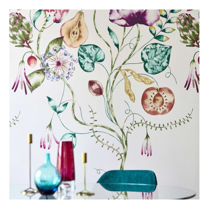 Papel pintado hojas y frutas partidas - Noa Blossom 127516