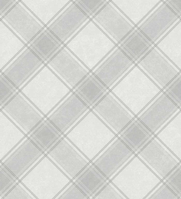 Papel pintado cuadros escoceses en diagonal tonos grises - Stewart 127520