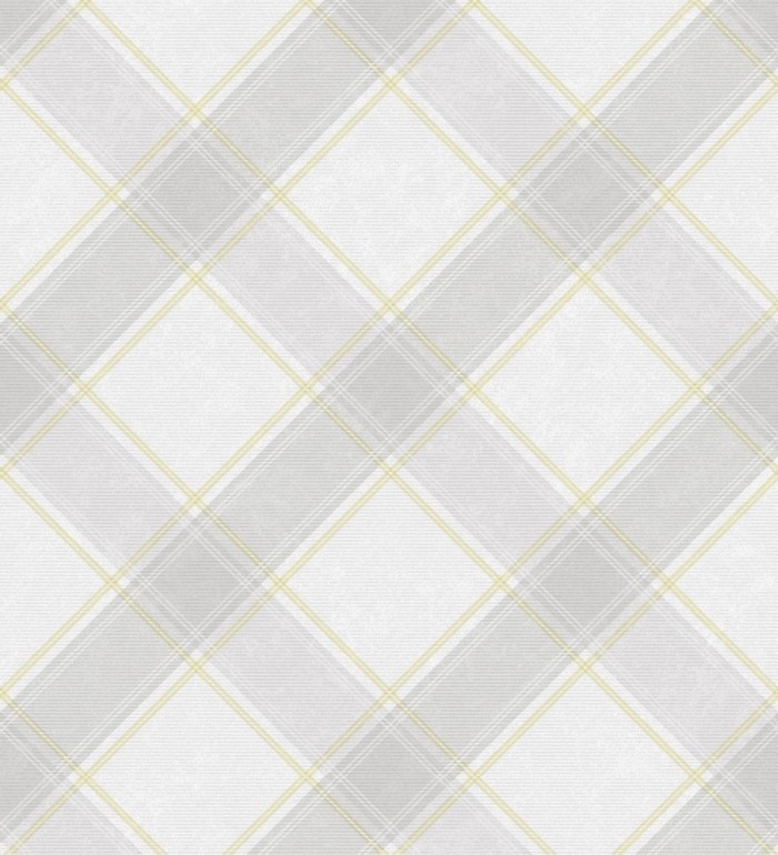 Papel pintado cuadros escoceses en diagonal tonos grises y ocres - Stewart 127521