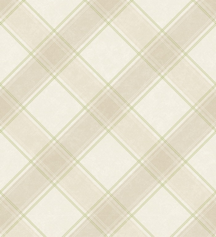 Papel pintado cuadros escoceses en diagonal tonos beige y marrones - Stewart 127523