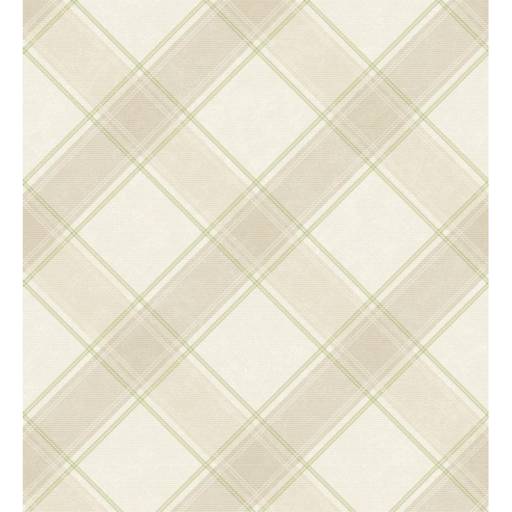 Papel pintado cuadros escoceses en diagonal tonos beige y marrones - Stewart 127523