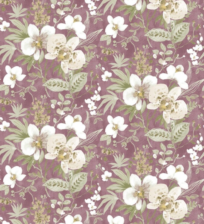 Papel pintado flores fondo rojo - Adele Garden 127537