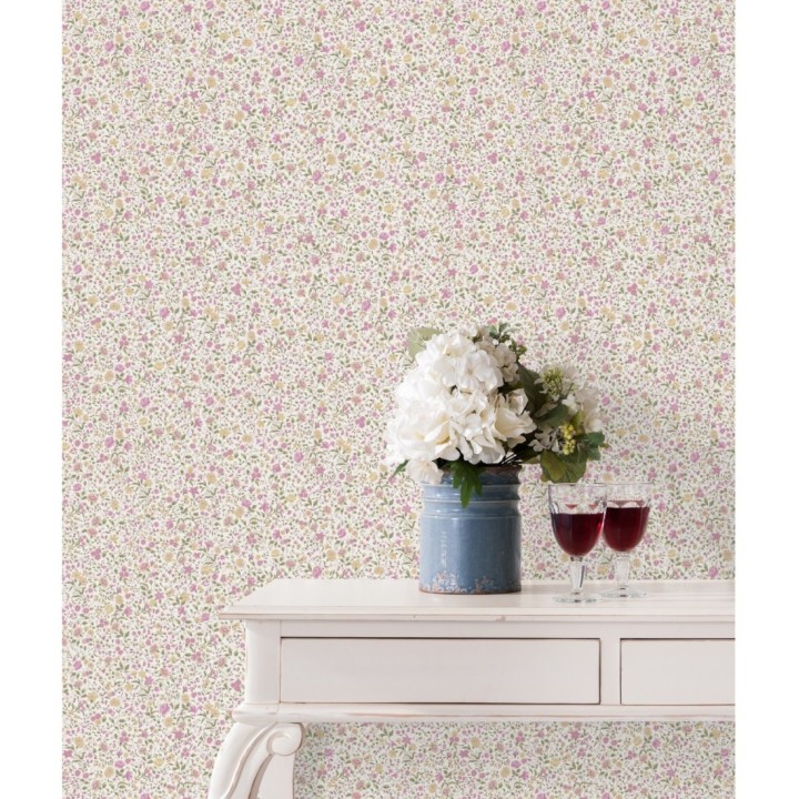Papel pintado flores pequeñas tonos rosas - Gillian Liberty 127539