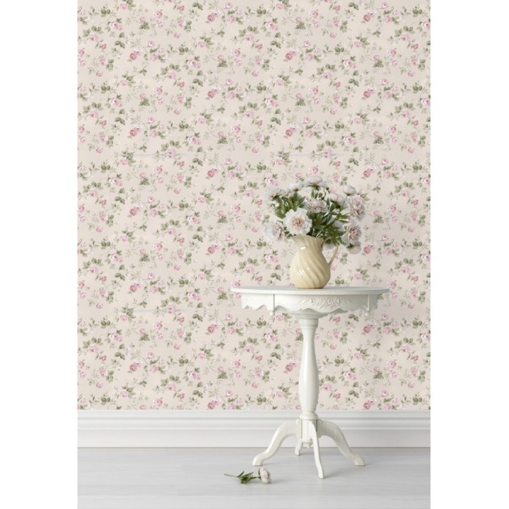 Papel pintado flores románticas estilo vintage - Rosewood 127544
