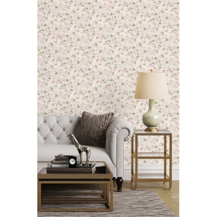 Papel pintado flores románticas estilo vintage - Rosewood 127544