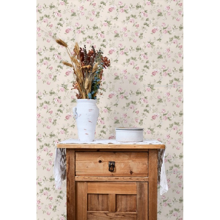 Papel pintado flores románticas estilo vintage - Rosewood 127544