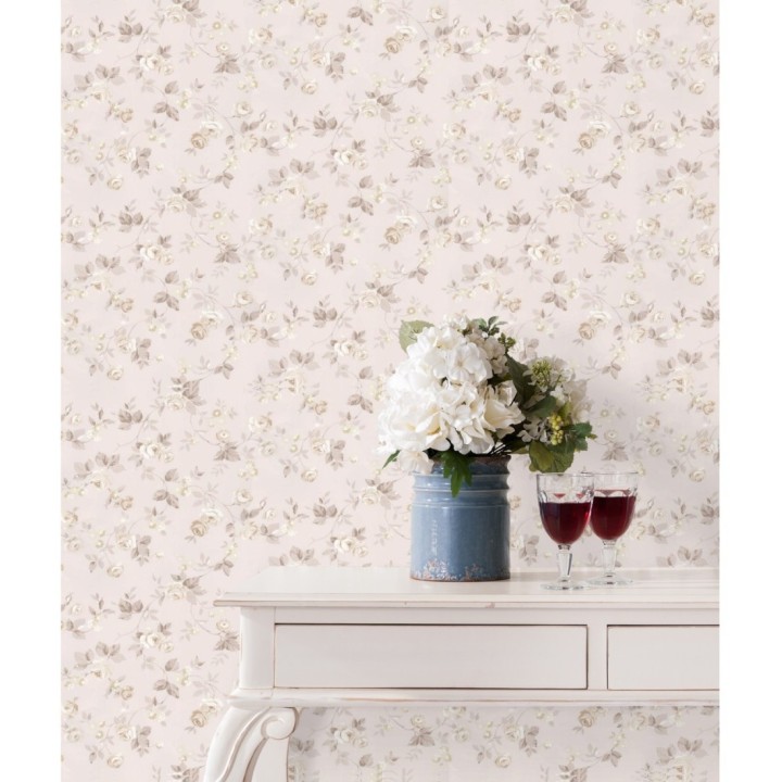 Papel pintado flores románticas estilo vintage - Rosewood 127545