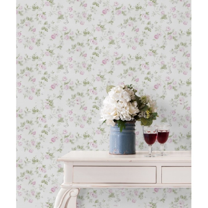 Papel pintado flores románticas estilo vintage - Rosewood 127546