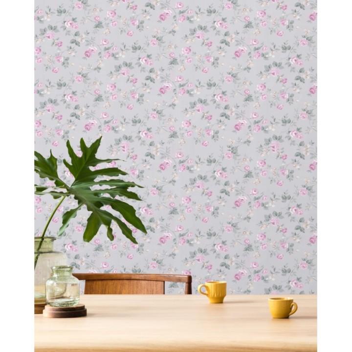 Papel pintado flores románticas estilo vintage - Rosewood 127547