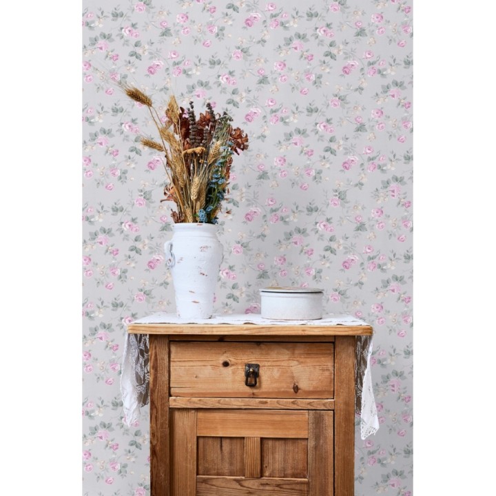 Papel pintado flores románticas estilo vintage - Rosewood 127547