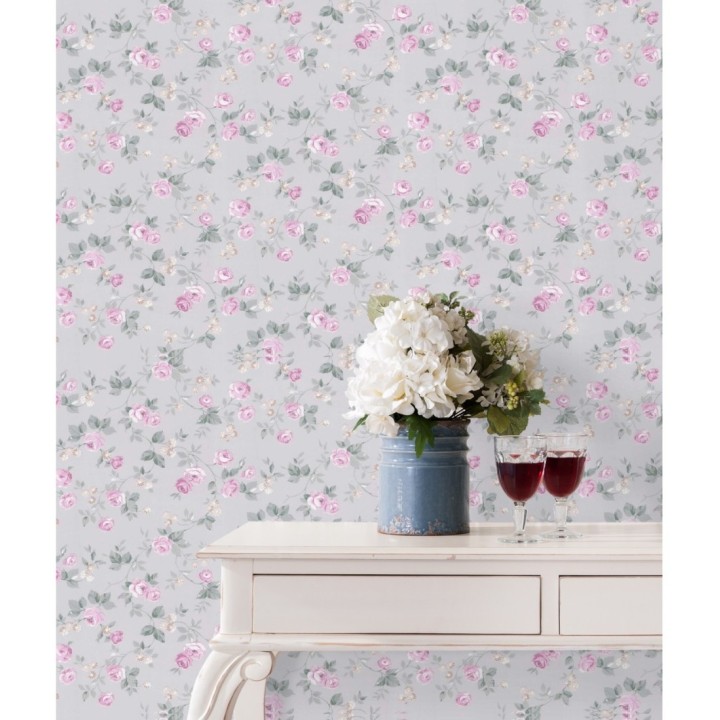 Papel pintado flores románticas estilo vintage - Rosewood 127547