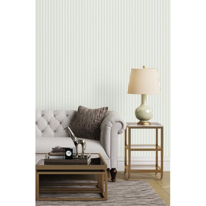 Papel pintado rayas estrechas verde claro - Raya Calvin 127561