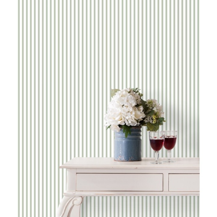 Papel pintado rayas estrechas verde claro - Raya Calvin 127561