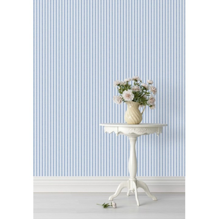Papel pintado rayas muy finas azul y blanca - Raya Dalton 127570