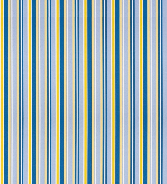 Papel pintado rayas desiguales en tonos amarillo y azul - Raya Marvin 127585
